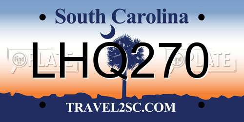 LHQ270 South Carolina License Plate