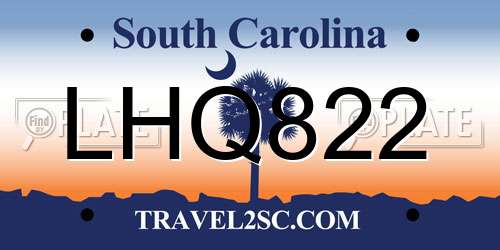 LHQ822 South Carolina License Plate