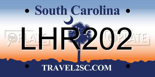 LHR202 South Carolina License Plate