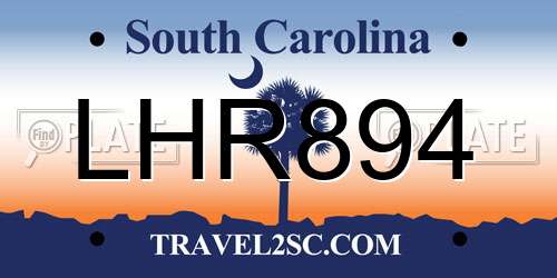 LHR894 South Carolina License Plate