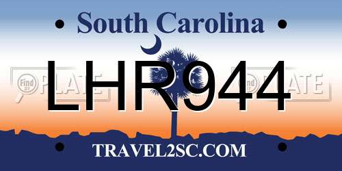 LHR944 South Carolina License Plate