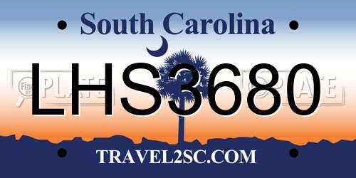 LHS3680 South Carolina License Plate