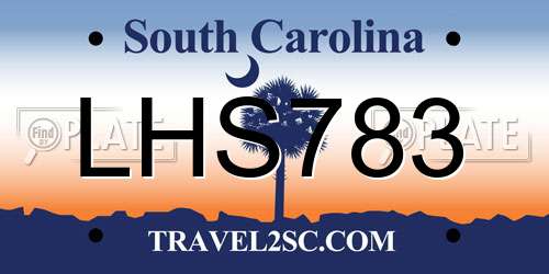 LHS783 South Carolina License Plate