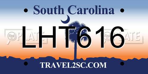 LHT616 South Carolina License Plate