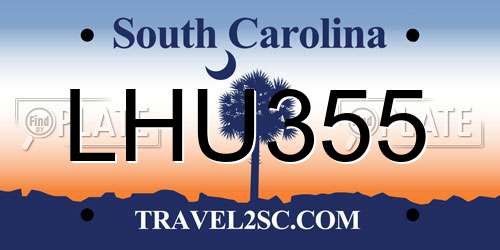 LHU355 South Carolina License Plate