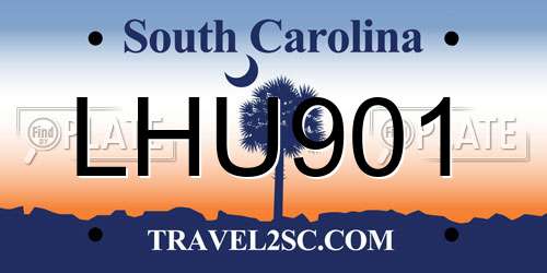 LHU901 South Carolina License Plate