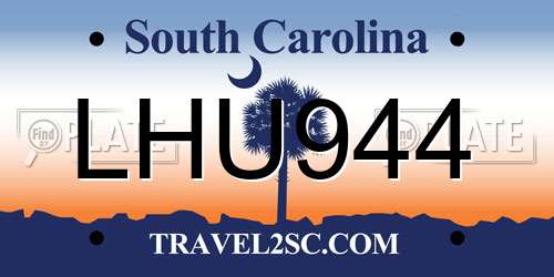 LHU944 South Carolina License Plate