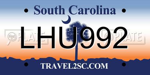 LHU992 South Carolina License Plate