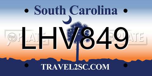 LHV849 South Carolina License Plate