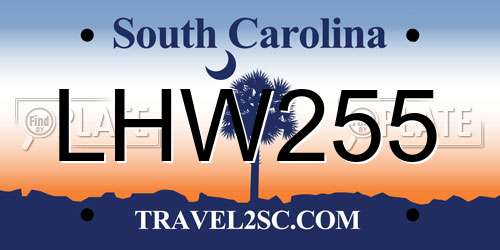 LHW255 South Carolina License Plate