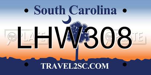 LHW308 South Carolina License Plate