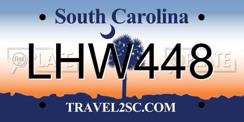 LHW448 South Carolina License Plate