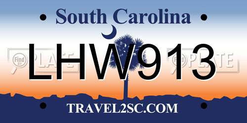 LHW913 South Carolina License Plate