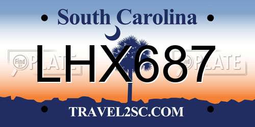 LHX687 South Carolina License Plate