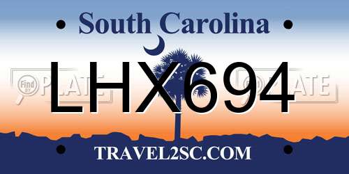 LHX694 South Carolina License Plate