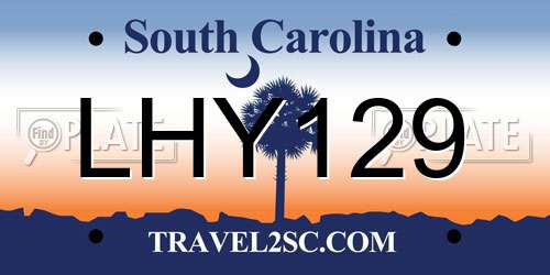 LHY129 South Carolina License Plate