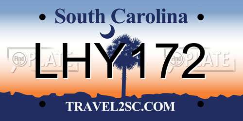 LHY172 South Carolina License Plate