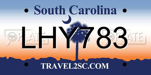 LHY783 South Carolina License Plate