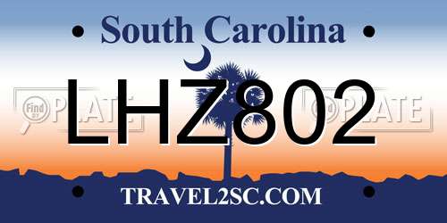 LHZ802 South Carolina License Plate