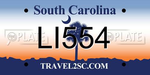 LI554 South Carolina License Plate