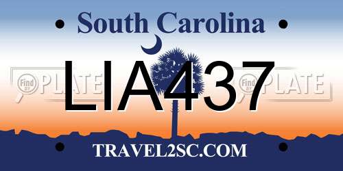 LIA437 South Carolina License Plate