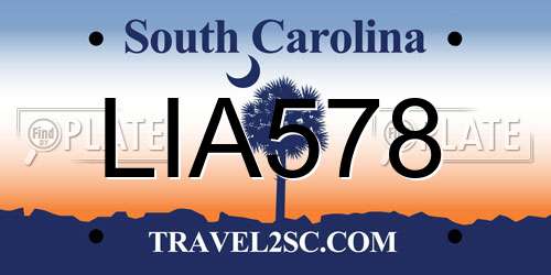 LIA578 South Carolina License Plate