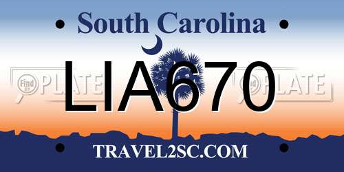 LIA670 South Carolina License Plate