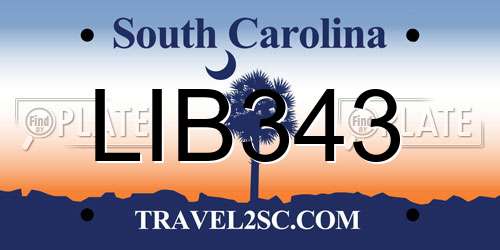 LIB343 South Carolina License Plate