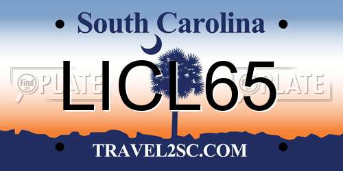 LICL65 South Carolina License Plate