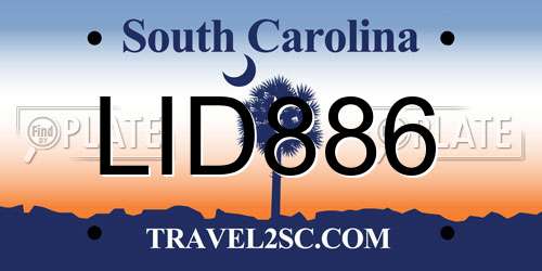 LID886 South Carolina License Plate