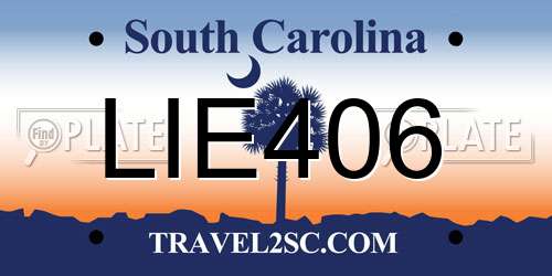 LIE406 South Carolina License Plate