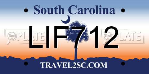 LIF712 South Carolina License Plate