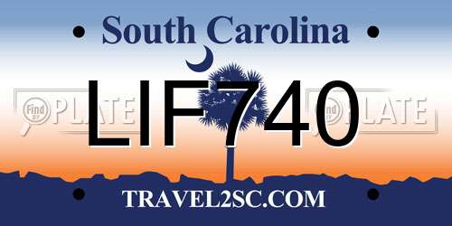 LIF740 South Carolina License Plate