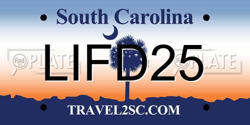 LIFD25 South Carolina License Plate