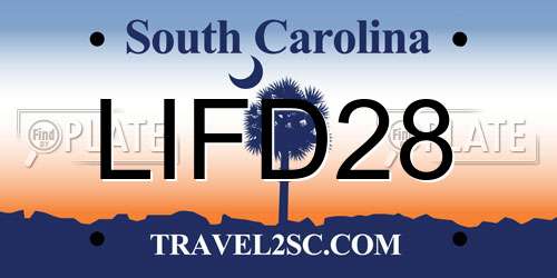 LIFD28 South Carolina License Plate
