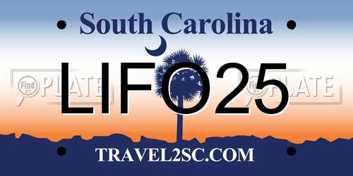 LIFO25 South Carolina License Plate