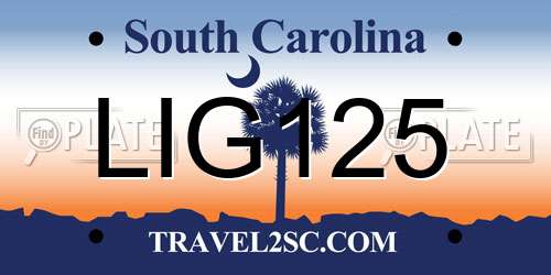LIG125 South Carolina License Plate