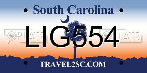 LIG554 South Carolina License Plate
