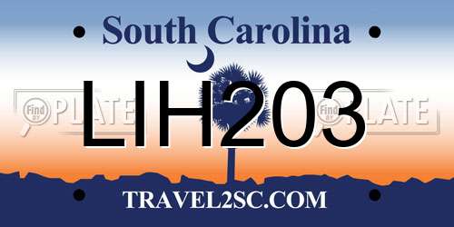 LIH203 South Carolina License Plate