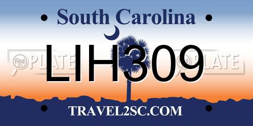 LIH309 South Carolina License Plate