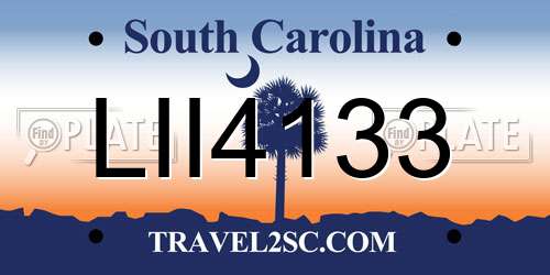 LII4133 South Carolina License Plate