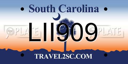 LII909 South Carolina License Plate