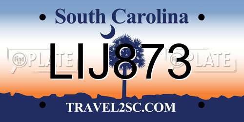 LIJ873 South Carolina License Plate