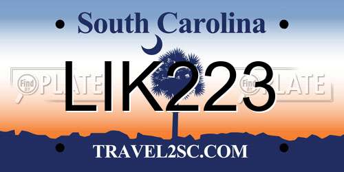 LIK223 South Carolina License Plate