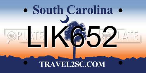 LIK652 South Carolina License Plate