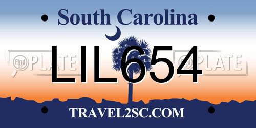 LIL654 South Carolina License Plate
