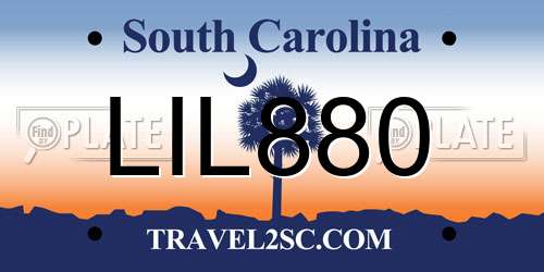 LIL880 South Carolina License Plate