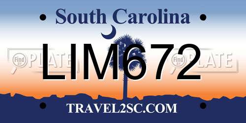 LIM672 South Carolina License Plate