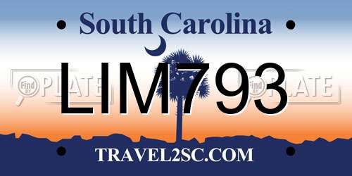 LIM793 South Carolina License Plate