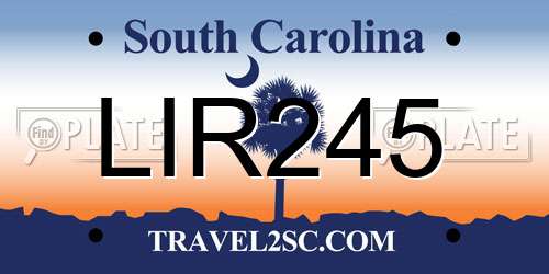 LIR245 South Carolina License Plate
